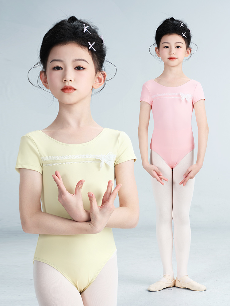 Ropa de baile para niños Ropa de baile de verano para niñas Ropa de entrenamiento de manga corta Ropa de baile china para niñas Prueba de arte Ropa de gimnasia Entrenamiento básico