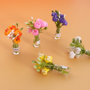 Mini simulation vase ornaments doll house miniature jasmine chrysanthemum bouquet home 1:12 model desktop flower arrangement decoration