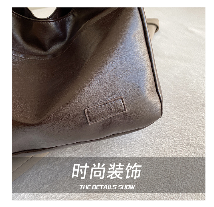 Large-capacity female 2024 new autumn and winter soft leather bucket bag, commuter tote bag, college student class single-shoulder bag undefined