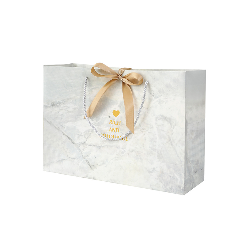 Cross-Border Manufacturers Wholesale In-Stock Marble-Patterned Handbags, Clothing Bags, Gift Bags, and Takeaway Paper Bags