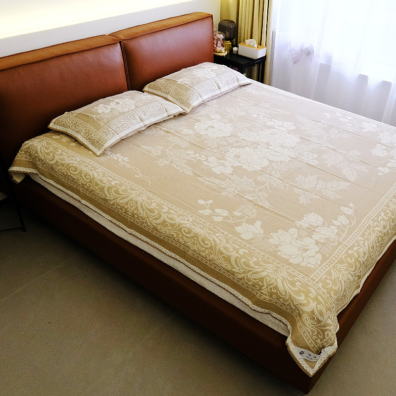 亚麻床单三件套大亚麻床单夏季可水洗可折叠凉席高端床单1.8m床