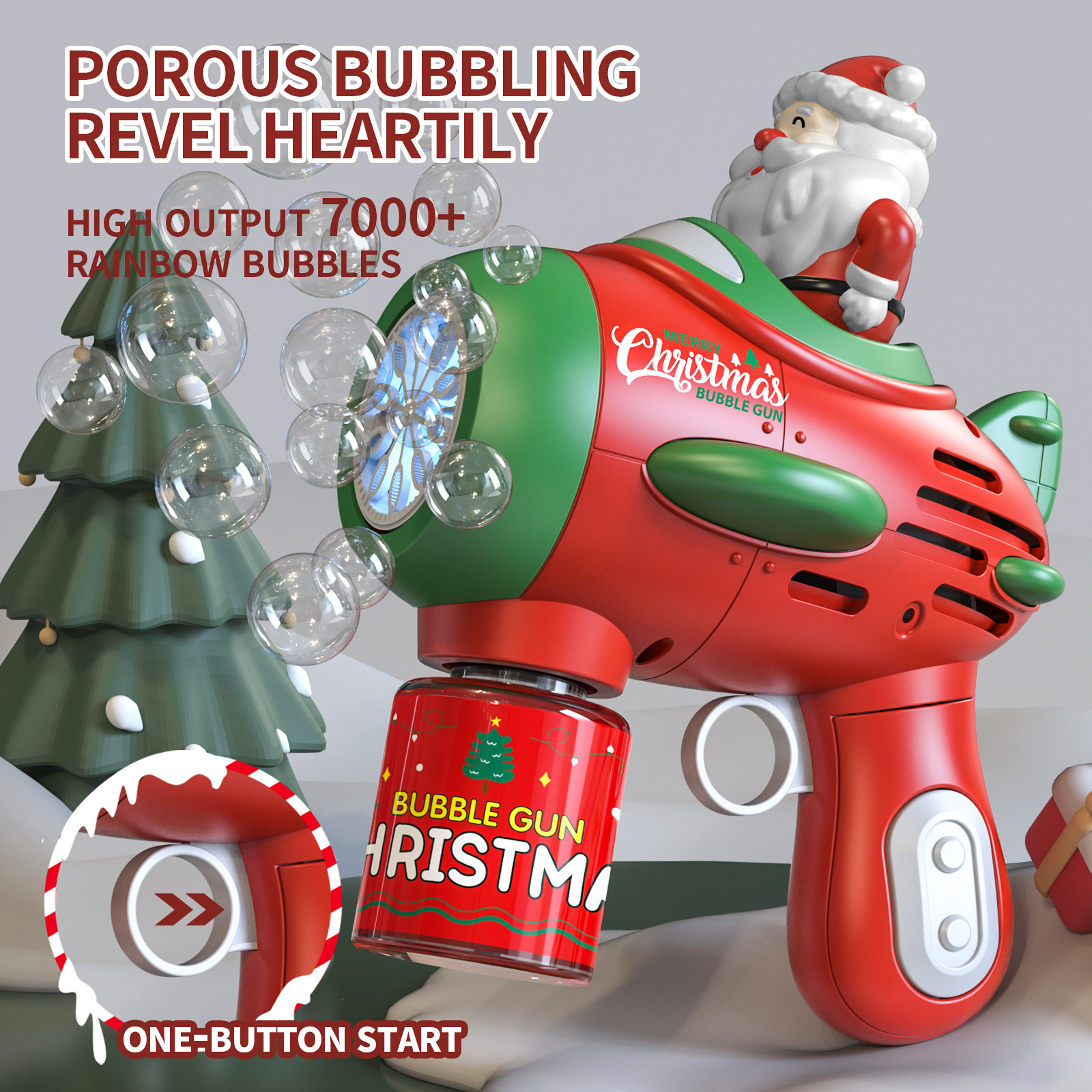 Cross-border new Christmas bubble machine creative Christmas gift toy automatic handheld children's electric bubble gun batch
