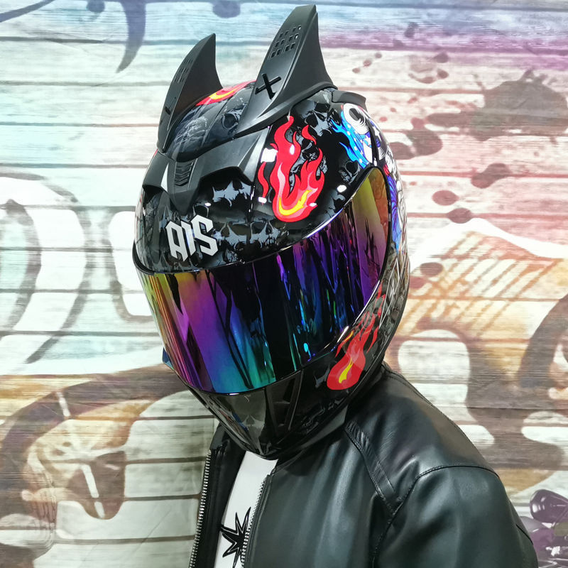 AIS Motorcycle Helmet Full Face Dual Lens Four Seasons Personality