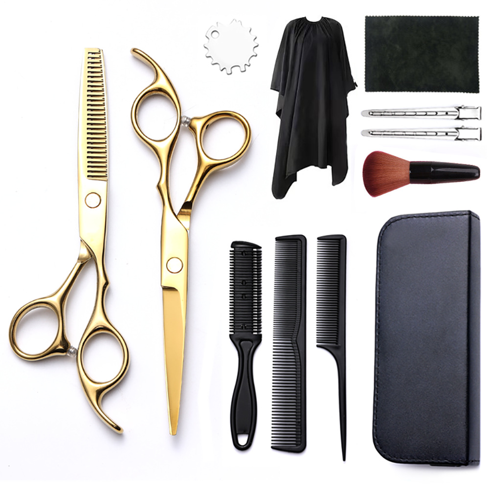 Corte de pelo tijeras transfronterizas amazonas color tijeras de dientes planas cortadas delgadas frange tijeras divisorias fábrica de tijeras al por mayor set de tijeras de peluquería