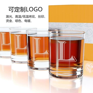 外贸专供威士忌酒杯家用11OZ纳钙玻璃洋酒杯啤酒杯激光玻璃水杯子