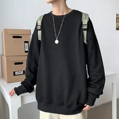 Spring and Autumn Large Fish Scale Collar Sweatshirt 250g Cotton-Mimicking Ribbed Solid Color Loose Women's Long-Sleeve Top Casual T-Shirt