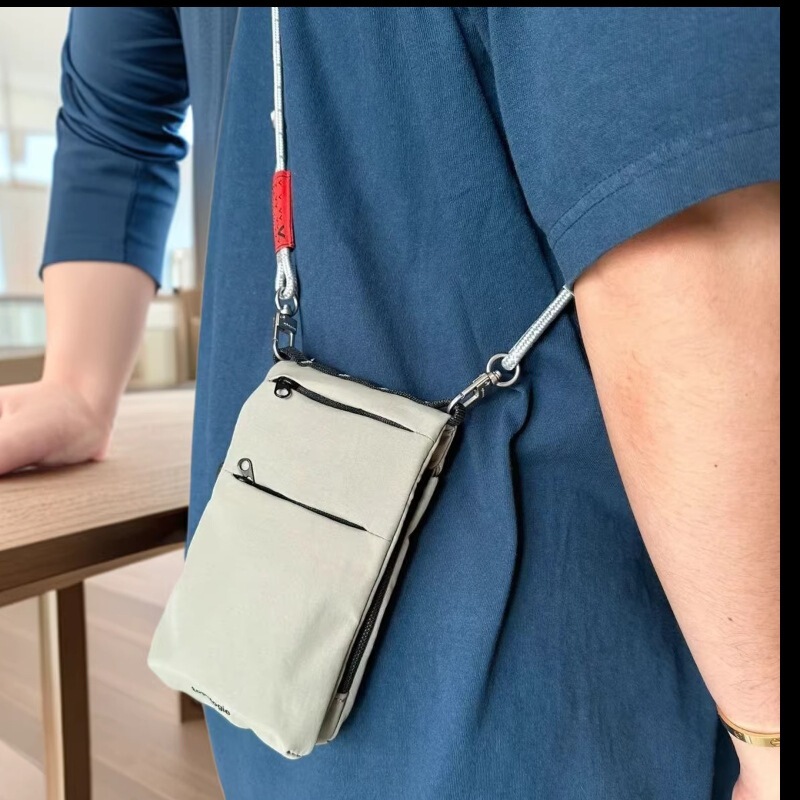 Folding Personal Mobile Phone Bag, Men's Crossbody Bag, Workwear Style Japanese Style Small Bag, Women's Casual Travel Document Bag
