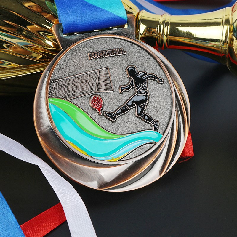 Fabricación de medallas de metal listado fútbol oro y plata juegos de cobre competencia medalla Medalla de Honor Premio Conmemorativo haciendo