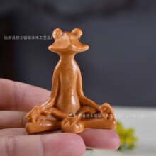跨境爆款崖柏木雕刻禅坐青蛙可香插桌面装饰工艺品摆件招财金蟾