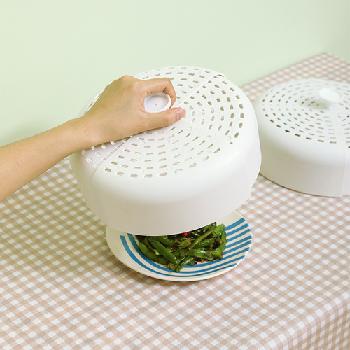 Cross-border wholesale kitchen meal rotating folding food cover for dining table household dustproof breathable anti-mosquito plastic dish cover