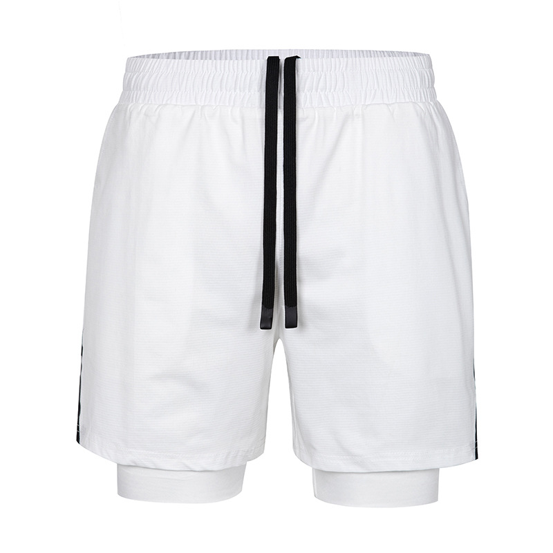 Crazy Muscle Two-in - One Pantalones cortos deportivos para hombres entrenamiento de correr acondicionamiento físico rápido secado pantalones deportivos de cuadrados pequeños para hombres verano