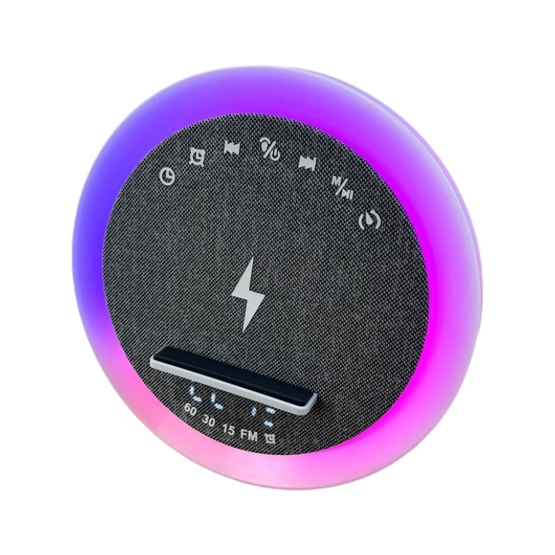 Transfronterizos nuevos altavoces Bluetooth inalámbricos redondos ruido blanco reloj de alarma temporizador tarjeta de enchufe Bluetooth pequeña lámpara de sonido s302