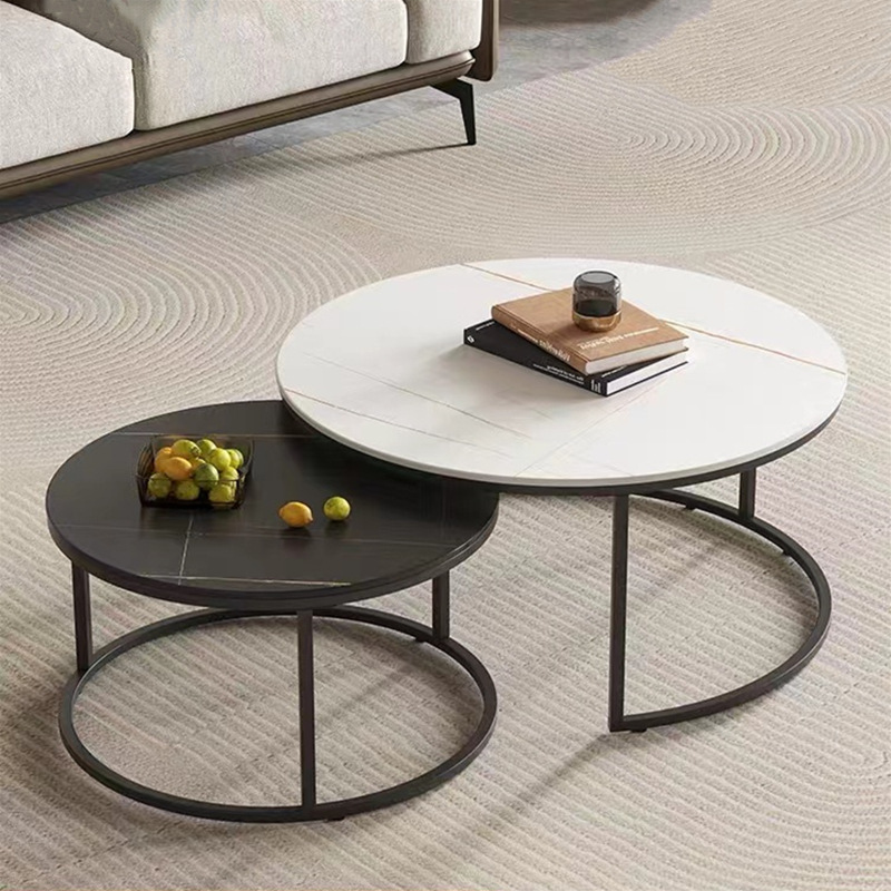 Light luxury rock board coffee table Nordic minimalist small apartment modern sub -coffee table living room living room household round tea table