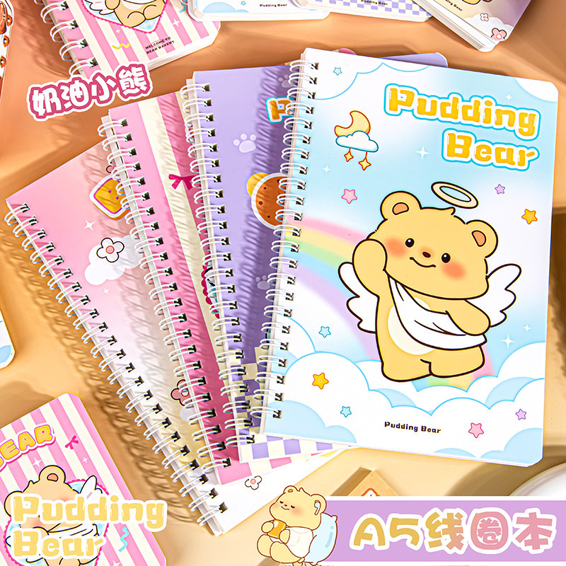 可爱奶油小熊A5线圈本高颜值文具学生奖品加厚横线笔记本记事本子|undefined