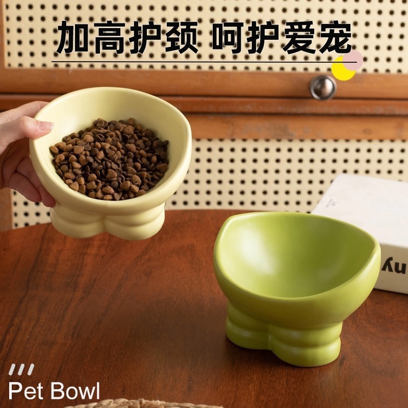 猫ボウル セラミックキャットフードボウル 犬ボウル フードボウル 猫ライスボウル 大口径ウォーターボウル 斜め口ボウル 転倒防止ペット用品|undefined