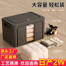 条纹牛津布钢架收纳箱折叠布艺储物箱家居家用衣服棉被整理箱防潮