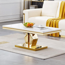 意式极简不锈钢茶几边几组合客厅酒店家用方形大理石茶桌小边几