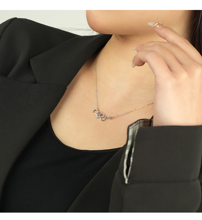 Twisted Rope Chain Chain Type 1 Piece Quantity Holiday, Daily, Date Occasion 925 Sterling Silver Zircon Plating Inlay Heart Shape Pendant Necklace