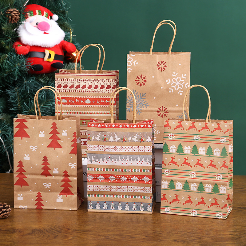 Insクリスマスキャンディー袋手提げクラフト紙袋大サイズクリスマスプレゼント手提げ袋手提げ手プレゼント包装紙袋|undefined