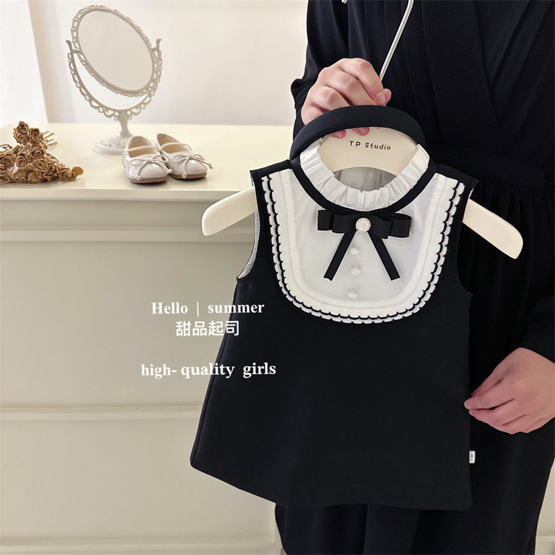 Korean children's clothing, haute couture girl's little fragrant style dress 2025 summer performance vest princess skirt L55107