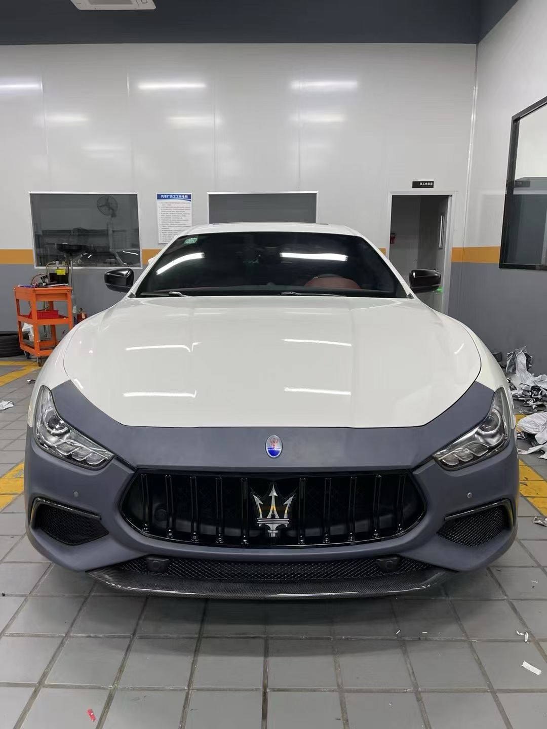 Maserati Ghibli Modified with Trofeo New Front Face Kit, Led Headlights, Tail Light Assembly, and Body Surround
