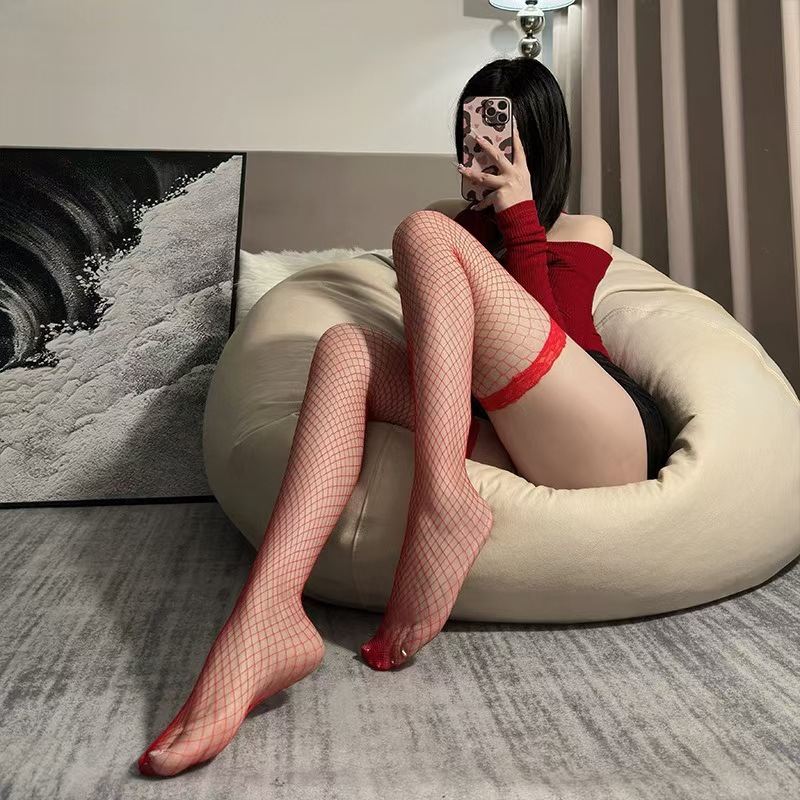 Bas résille sexy avec bordure en dentelle pour la séduction_voghion.com