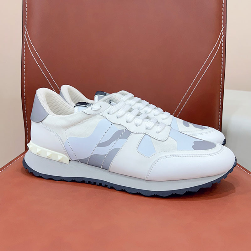 Estación europea transfronteriza VT camuflaje zapatilla masculina versión alta de remaches gruesa-suela de cuero moda casual encaje hasta color marea zapatos