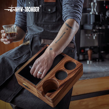 轰炸机实木敲渣盒 家用咖啡机吧台粉渣桶 58mm手柄支架粉锤压粉座