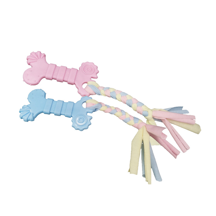Juguete para mascotas nuevo hueso tipo TPR perro molar roer dientes-Fortalecimiento de la cuerda de algodón gato de goma y perro juguete transfronterizo
