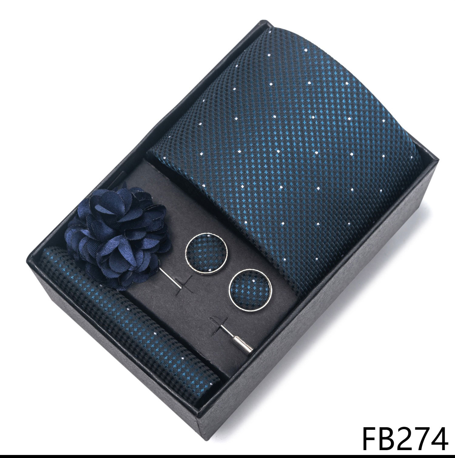 Hochzeits-Bräutigam-Feier Weinrote Krawatte, Herrenanzug-Manschettenknöpfe, Brustblumen-Accessoires-Set-Box_voghion.com