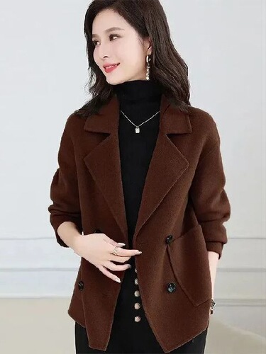 Casual coat, women's single-layer woolen wool autumn and winter new woolen small coat, mother's all-matching short top