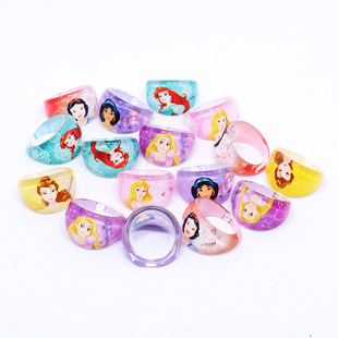 Children's Ring Cartoon Snow White Rapunzel Ring Cute Girls Acrylic Jewelry Toy Children's Day Gift