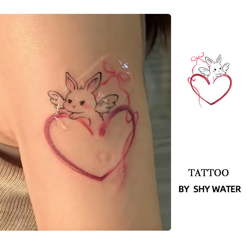 Explosive Romantic Rabbit Color Tattoo Sticker Student Ins High Color Value Waterproof Long-lasting Arm Cute Girl's Heart Cool