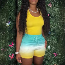 跨境欧美女装2024年夏季新款圆领套头背心短裤两件套厂家批发