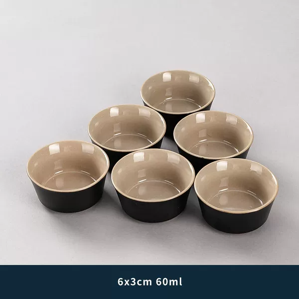 Black pottery straight cups 6 cups☆✦