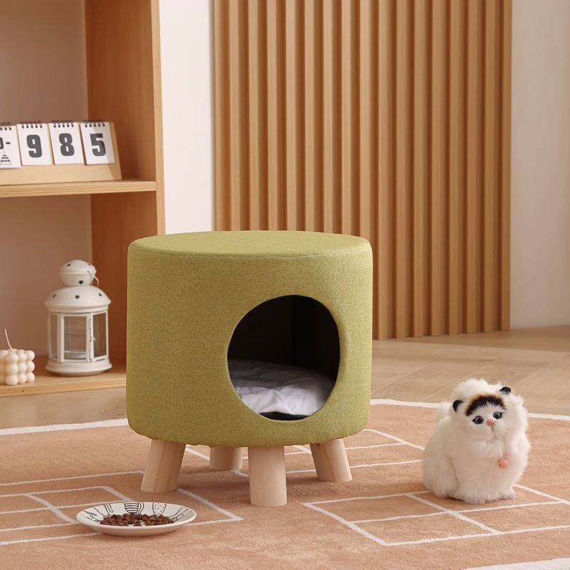 Дом для кошенка, общий для людей и кошек, товары для кошек, маленький домик, дом из цельной древесины, кошачье гнездо-стул закрытого типа, всесезонный, зимняя защита