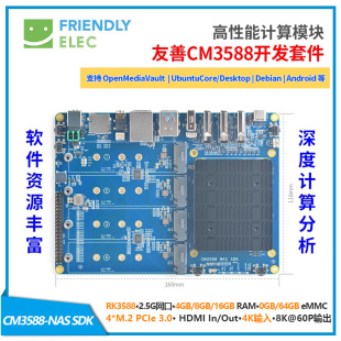 Friendly CM3588-NAS Development Board 2.5G,RK3588,4xPCIe3.0, Support 4K/8K,NVME SSD