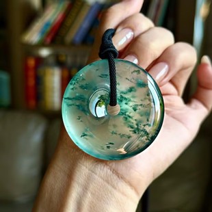 Floating Flower Ping An Buckle Jade Pendant Glass Natural Burmese A Goods Jade Pendant Ice Buckle Pendant genuine goods for Men and Women