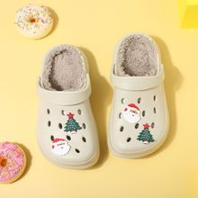 圣诞节儿童棉拖鞋冬女童保暖加绒套防水居家亲子中小童包头拖鞋男