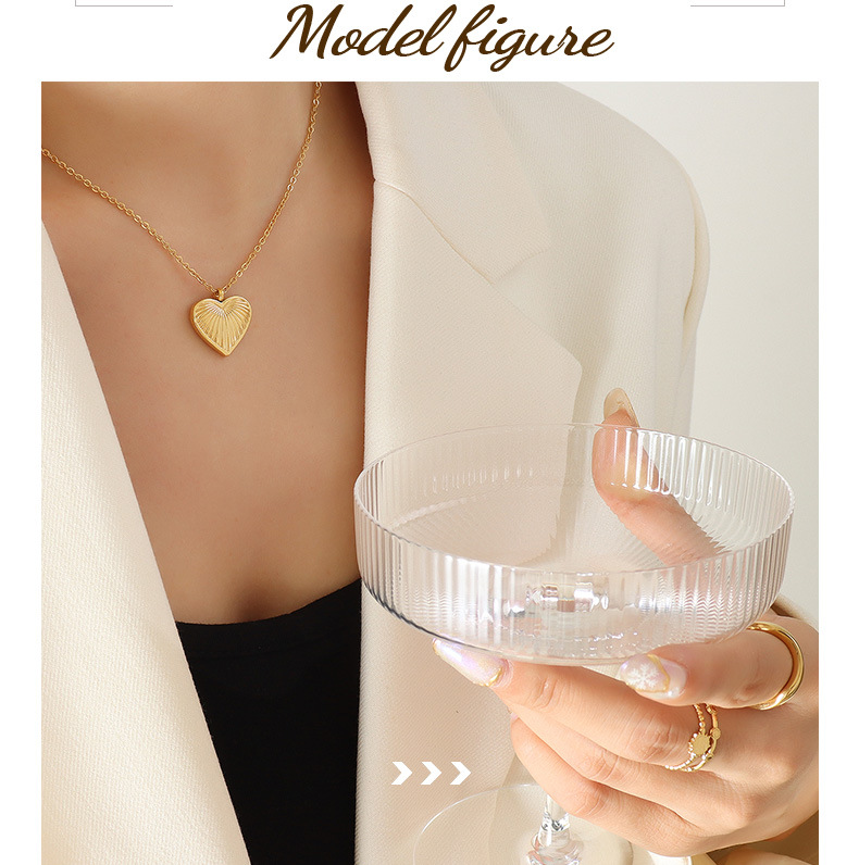 Fashion Heart Shape Titanium Steel Necklace Plating Stainless Steel Necklaces