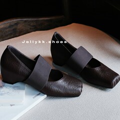 羊皮版~小众复古做旧法式风清冷大象纹设计款芭蕾超软时装单鞋女