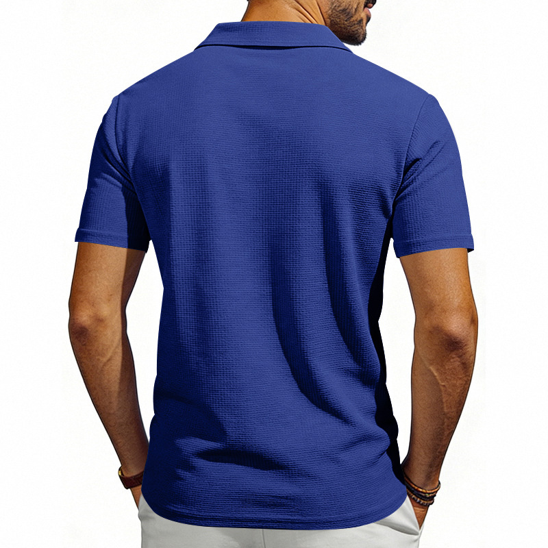 Herren Polohemd Waffelstrick Kurzarm Freizeit Sommer Shirt_voghion.com