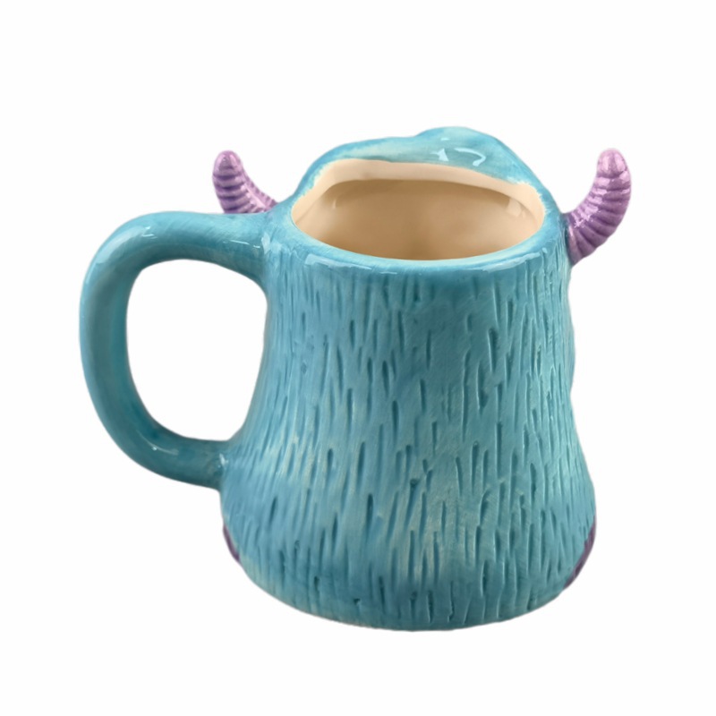 Selección estricta de monstruos Sullivan azul monstruo de pelo de cerámica taza encantadora muñeca juego 3D alrededor de un pequeño monstruo taza de agua