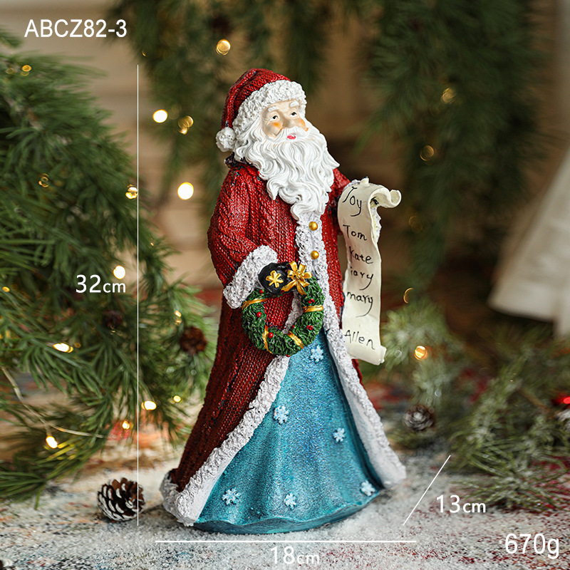 新しいアイデアクリスマスプレゼント置物クリスマス装飾樹脂サンタクロース人形デスクトップ芸術品置物|undefined