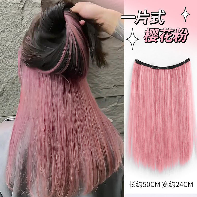 Colgar orejas teñido pelucina de cabello para mujer una pieza de dopamina color gradiente pelucina sin rastro aumento de cabello de cabello