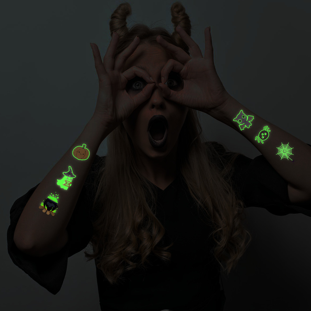 Tatuajes Temporales Luminosos de Halloween Luminoso, para Fiestas de Halloween