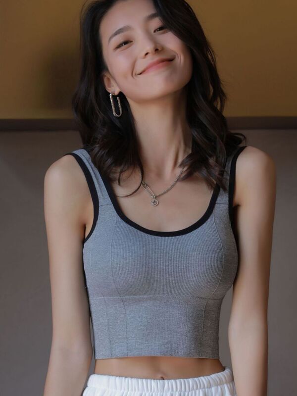 Tiktok Trending U-Shaped Inner Base Beauty Back Bra for Women, Summer with Chest Pads, Internet Celebrity Popular Short Camisole