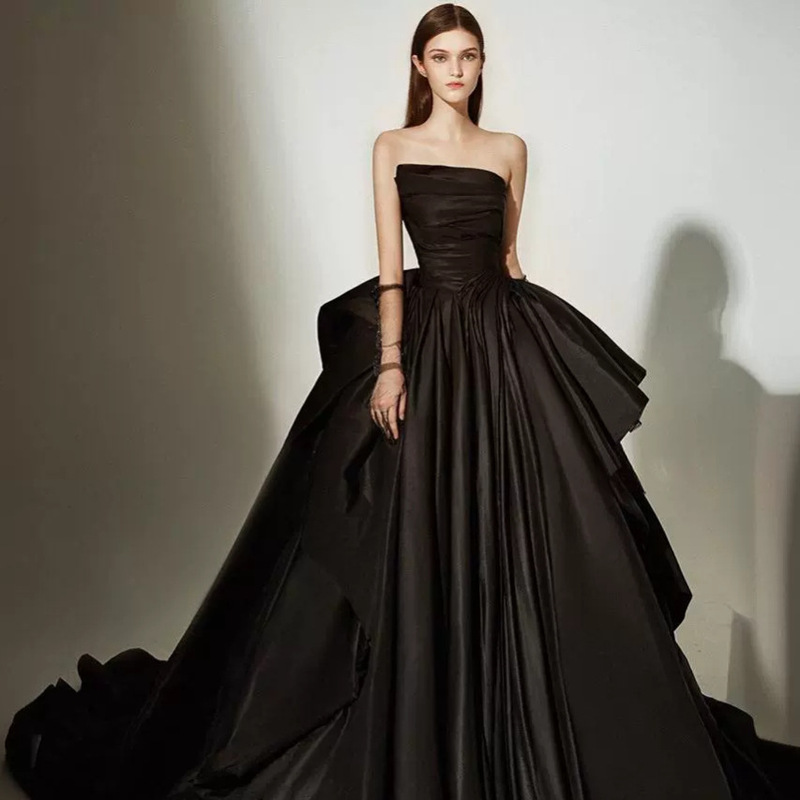 Black Evening Gown Wedding Dress 2026 New Style, Stylish and Elegant, Slim Fit, Long Gown for Socialites, Solo Performance Dress for Summer Black Evening Gown Wedding Dress 2026 New Style, Stylish and Elegant, Slim Fit, Long Gown for Socialites, Solo Performance Dress for Summer