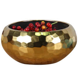 金色花瓶摆件欧式简约客厅陶瓷插花花盆样板间瓷器烟灰缸茶几花器