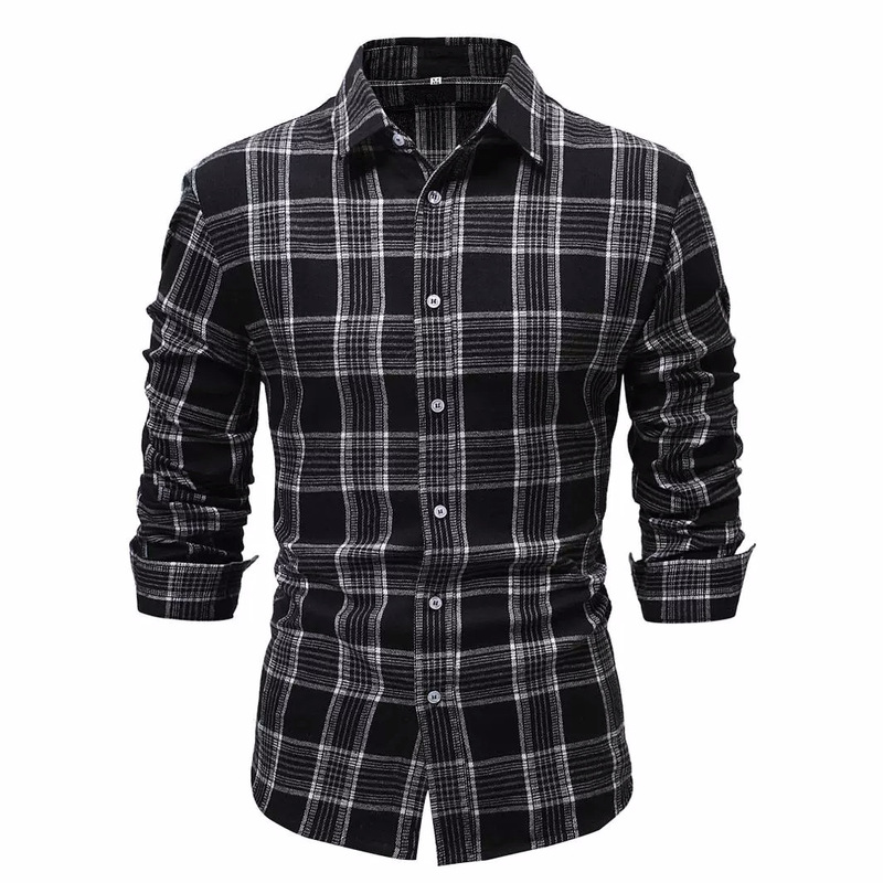 Foreign trade men's shirt casual green sanding plaid long sleeve shirt men's autumn and winter cross-border clothing for new Foreign trade men's shirt casual green sanding plaid long sleeve shirt men's autumn and winter cross-border clothing for new